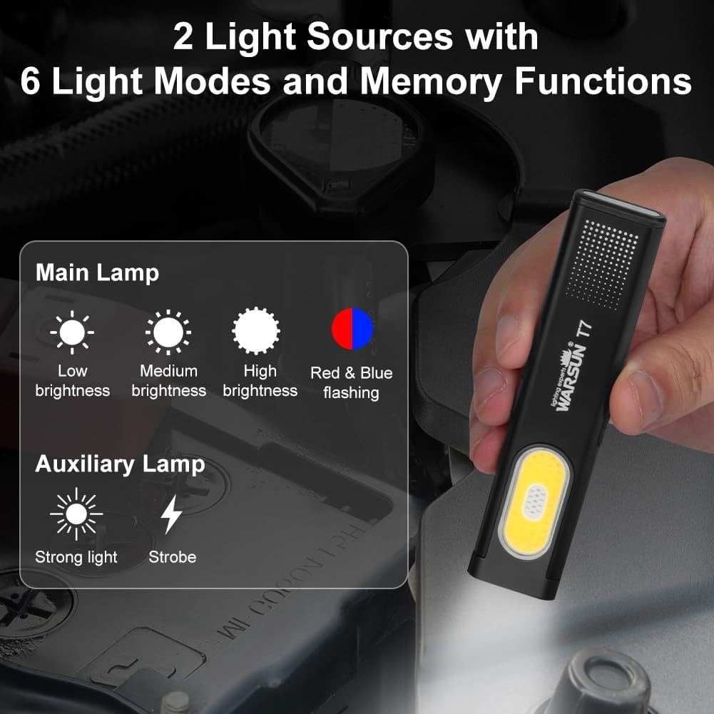 Wiederaufladbare LED Arbeitsleuchte mit Magnet & Clip für Haushalt und Werkstatt