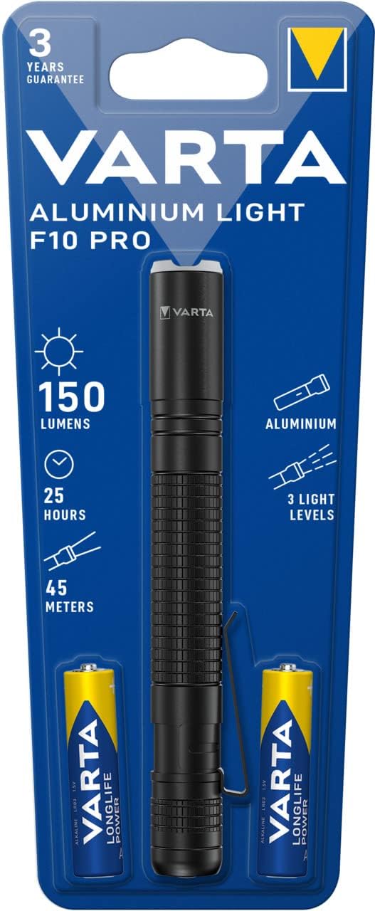 VARTA LED Taschenlampe F10 Pro, Aluminiumgehäuse, 3 Leuchtmodi