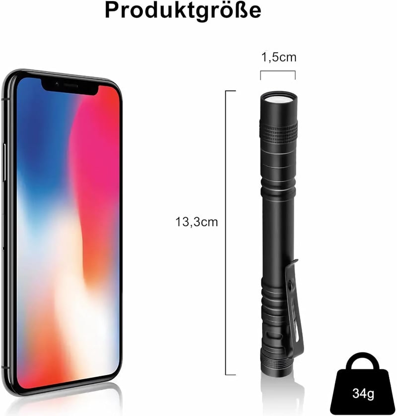 Duokon Mini LED Taschenlampe, Wasserdicht, Handheld für Outdoor und Arbeit