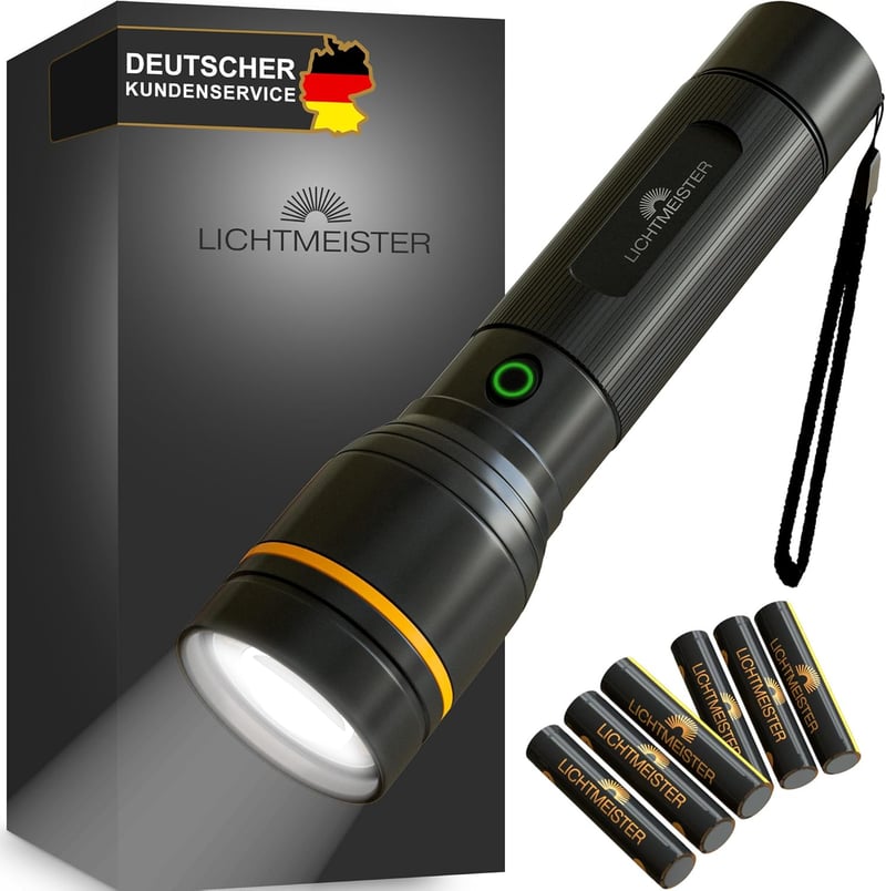LICHTMEISTER® 500 Lumen LED Taschenlampe mit AAA Batterien