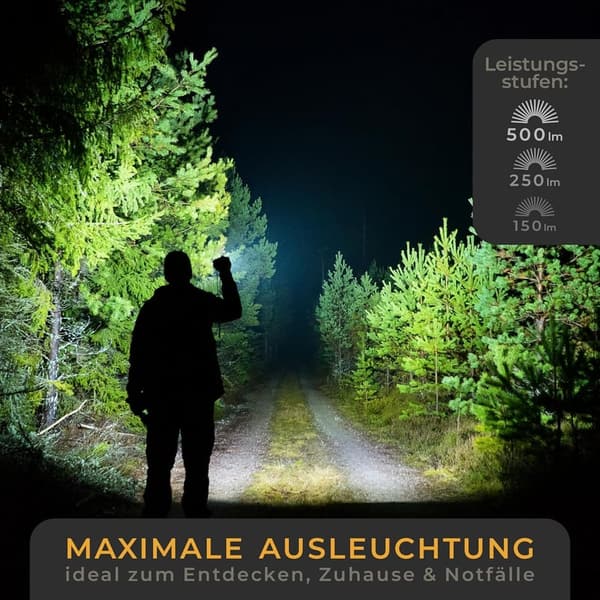LICHTMEISTER® 500 Lumen LED Taschenlampe mit AAA Batterien