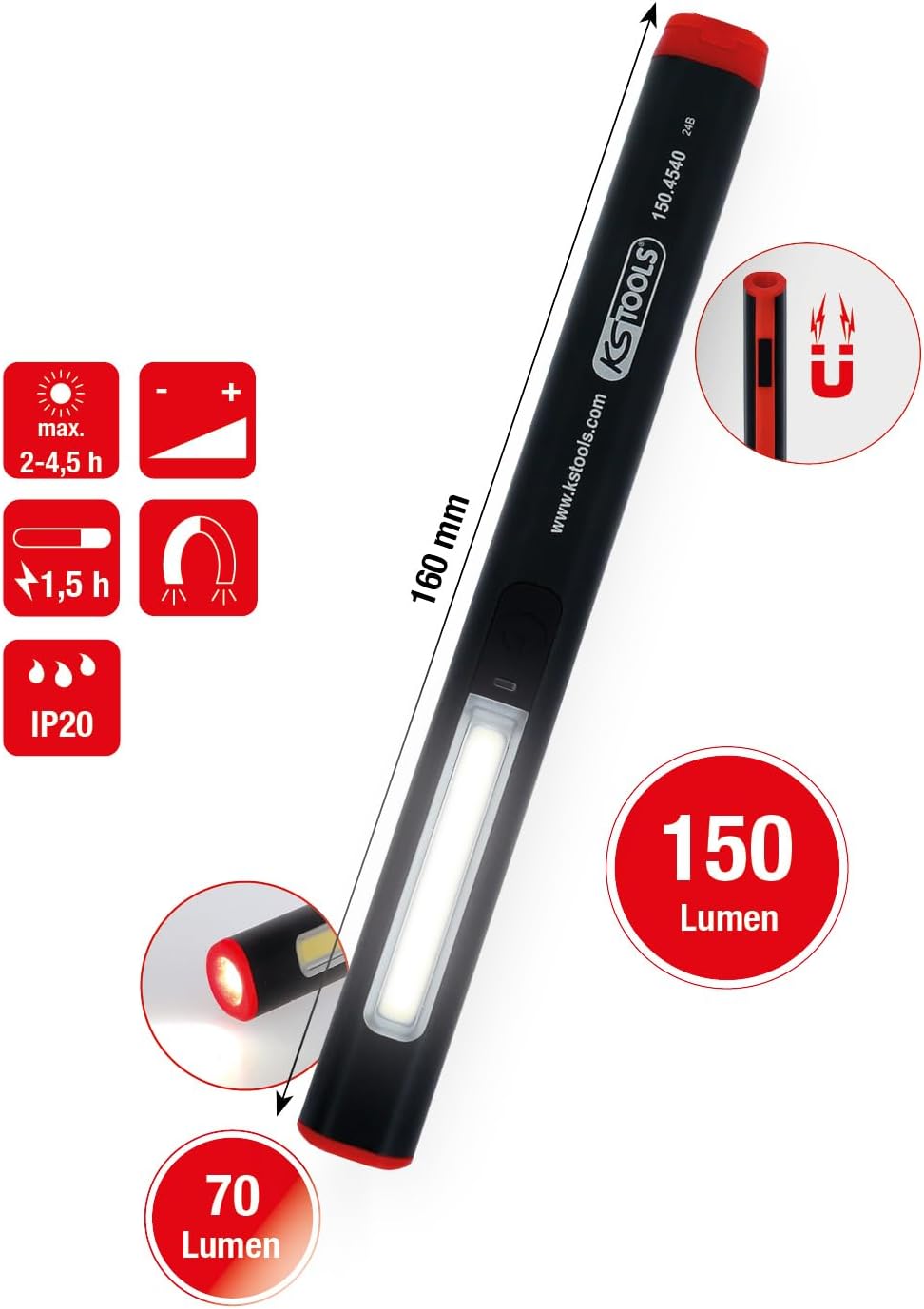 KS Tools UltimateBEAM Aluminium LED-Stiftlampe 150 Lumen