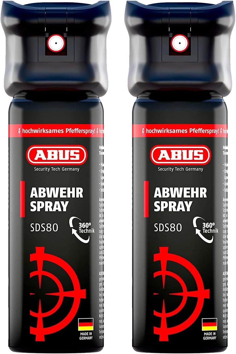 ABUS Tierabwehrspray SDS80, 2er Set – Pfefferspray mit 5 m Reichweite