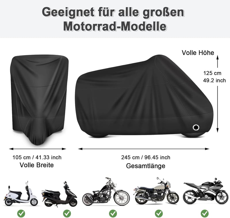 LIHAO Motorradabdeckung – Winterfeste, wasserdichte Outdoor-Abdeckplane