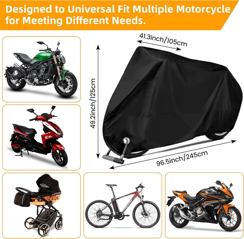 Wasserdichte UV-beständige Motorradabdeckung für Outdoor und Indoor, 245x105x125 cm