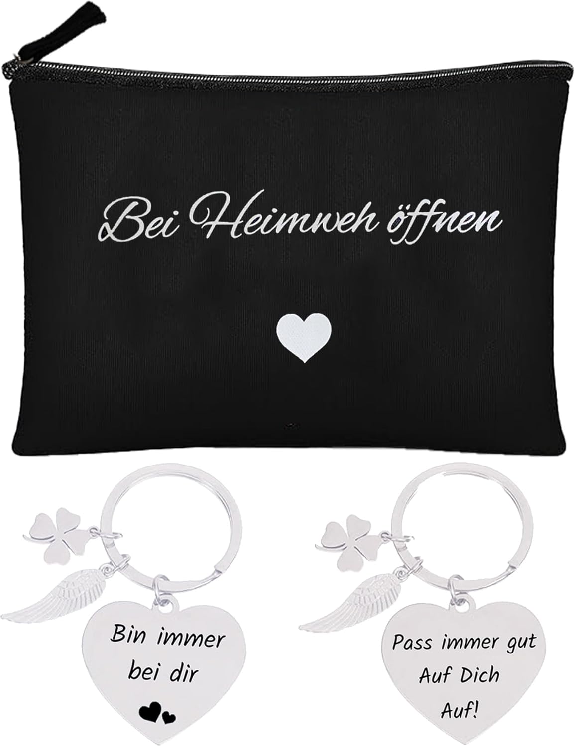 Kosmetiktasche und Schlüsselanhänger gegen Heimweh – Geschenkidee für Auszug oder Auslandssemester