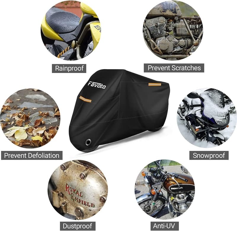 Motorradabdeckung aus 210T Oxford-Stoff mit wasserdichten Streifen, 220x105x125 cm