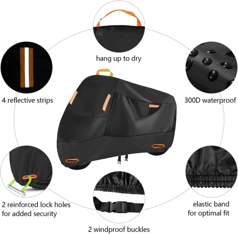 Wasserdichte Motorrad Abdeckung 300D Oxford mit Reflektionsstreifen und Tasche