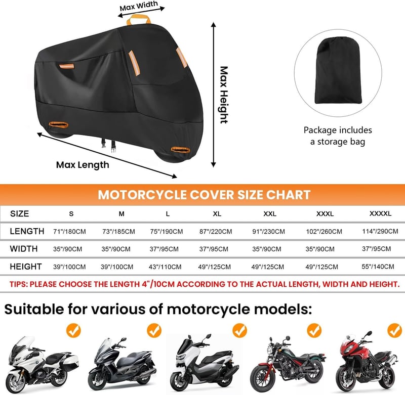 Wasserdichte Motorrad Abdeckung 300D Oxford mit Reflektionsstreifen und Tasche