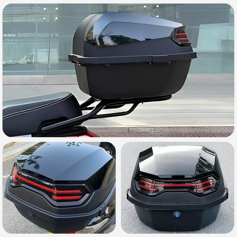 Wasserdichter Motorrad-Topcase mit Sicherheitsschloss – Schwarz