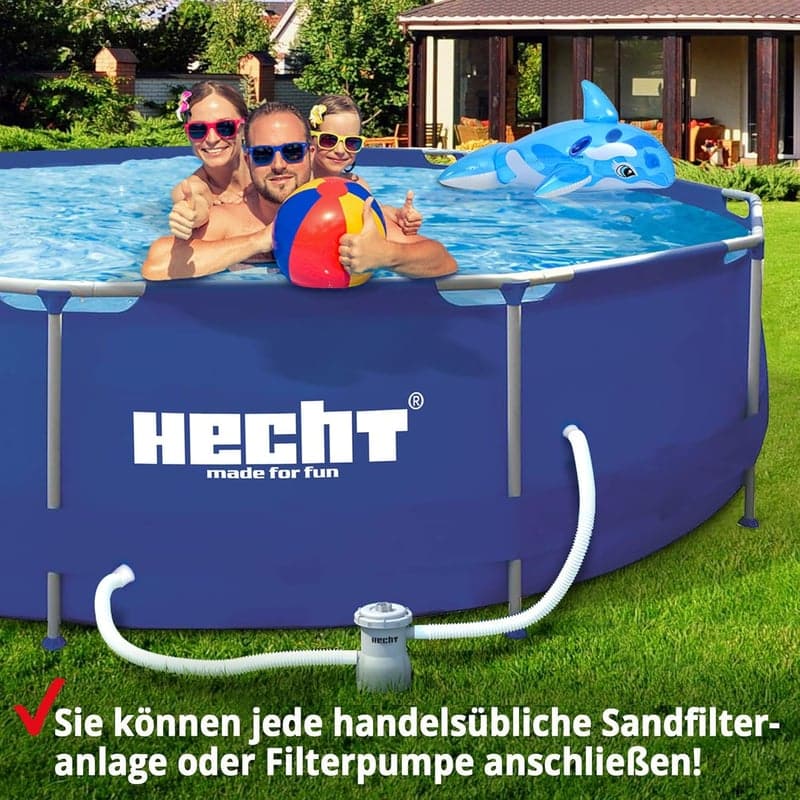 HECHT Familienpool rund mit Stahlrahmen – 360 x 76 cm, 6.125 Liter