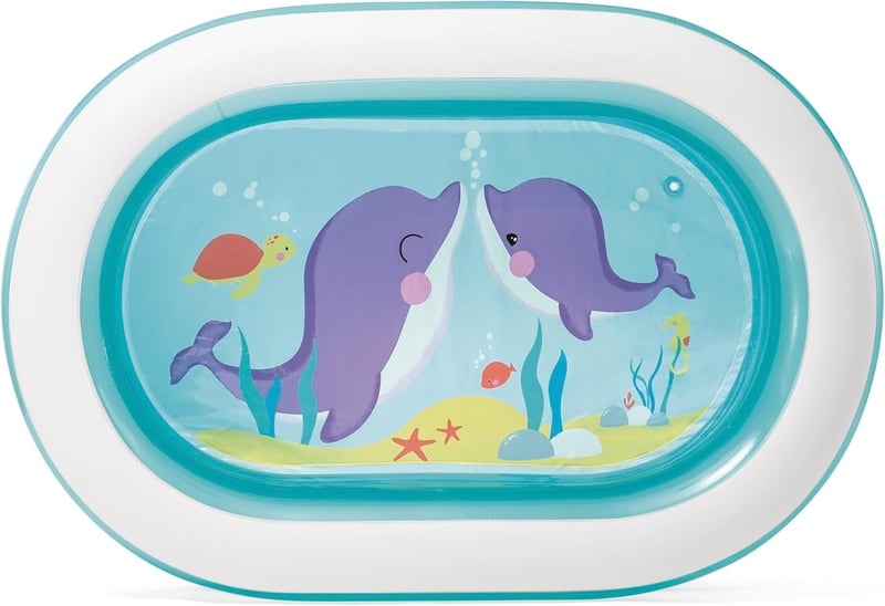Planschbecken Oval Wal für Kinder, 163 x 107 x 46 cm, Blau
