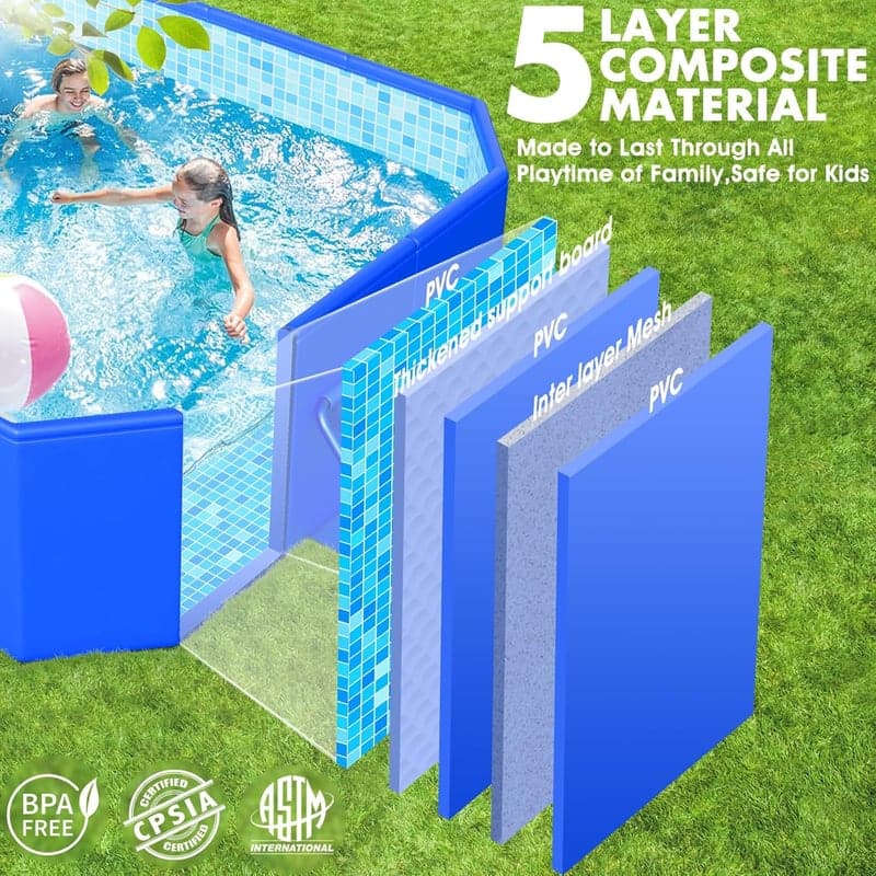 KingSom Aufstellpool 269 x 167 x 51 cm, faltbar und überdimensional für den Garten