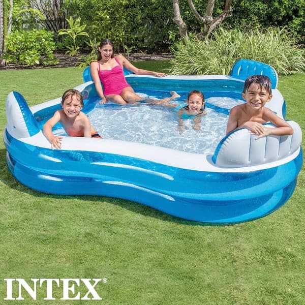 Aufblasbarer Familienpool mit 4 Sitzen – 229x229x66 cm, mehrfarbig