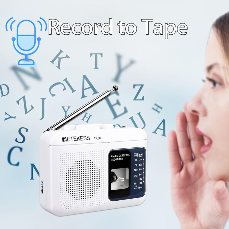 Tragbarer Kassettenrekorder mit AM/FM-Radio und Kopfhöreranschluss