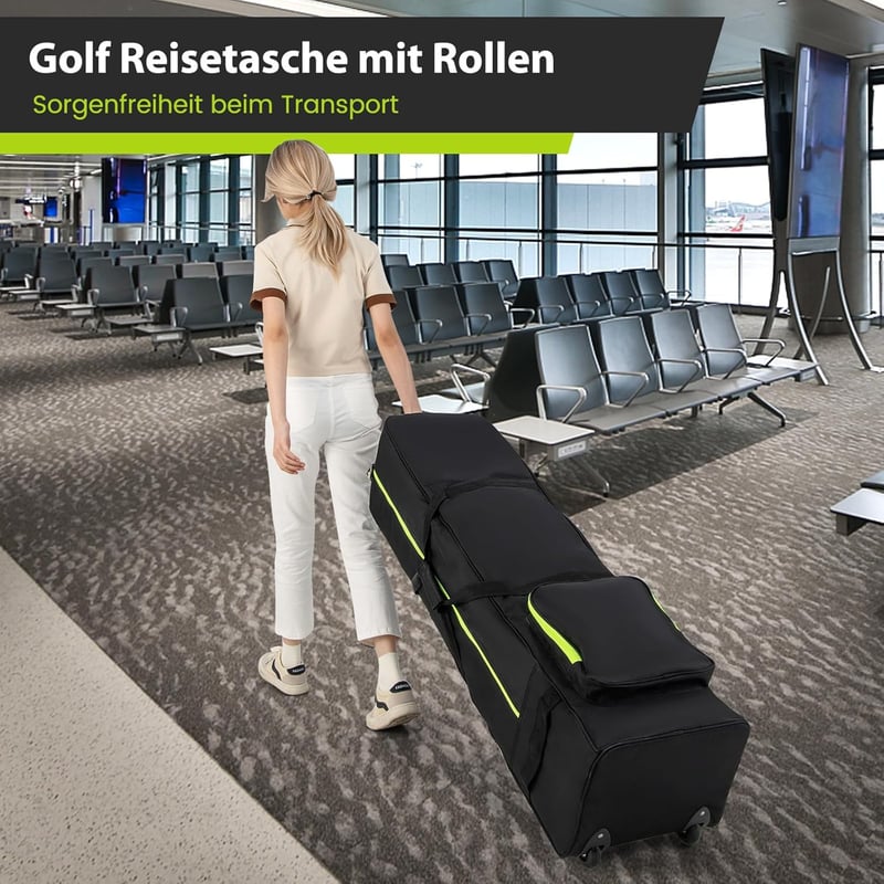 Golf Reisetasche mit Rädern – Faltbar für Reisen und Flüge, 31,5 x 25,5 x 128 cm
