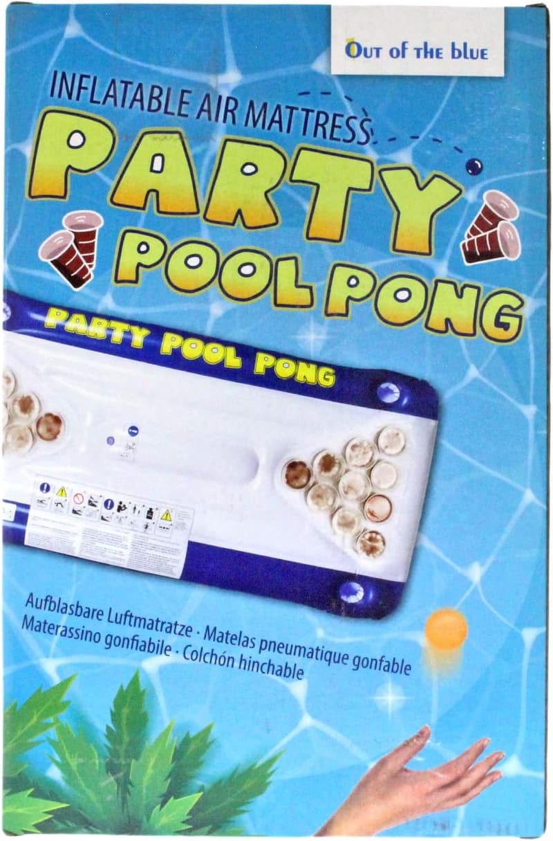 Pool Pong Spiel - Luftmatratze mit 20 Bechern und 2 Bällen, 152x76 cm