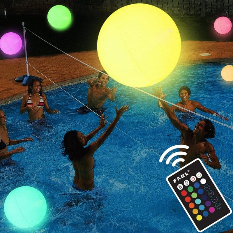 LED Wasserball - 16'' Aufblasbar mit 16 Farben und 4 Lichtmodi für Poolpartys