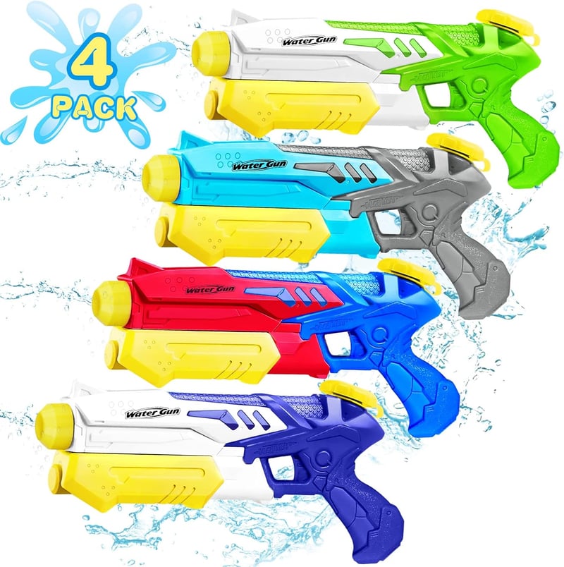 Wasserpistolen-Set für Kinder & Erwachsene – 10 m Reichweite, 4 Stück
