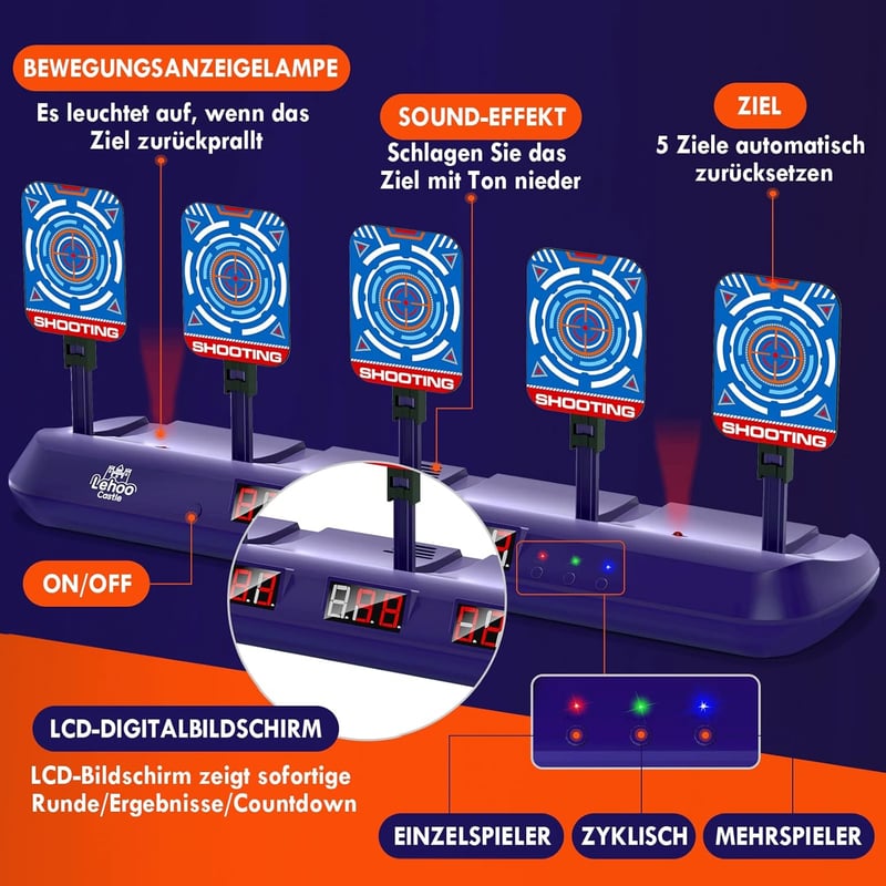Elektrische Nerf Zielscheibe mit 5 Zielen und Auto-Reset für Jungen