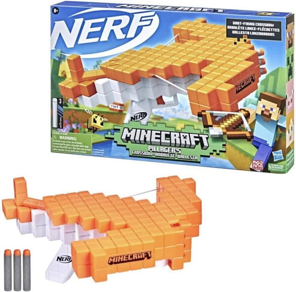 Minecraft Pillager Armbrust mit 3 Nerf Elite Darts