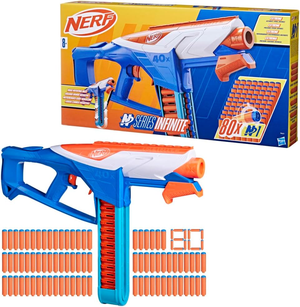 Nerf N Series Infinite Blaster mit 80 N1 Darts – Outdoor-Spielzeug ab 8 Έτη