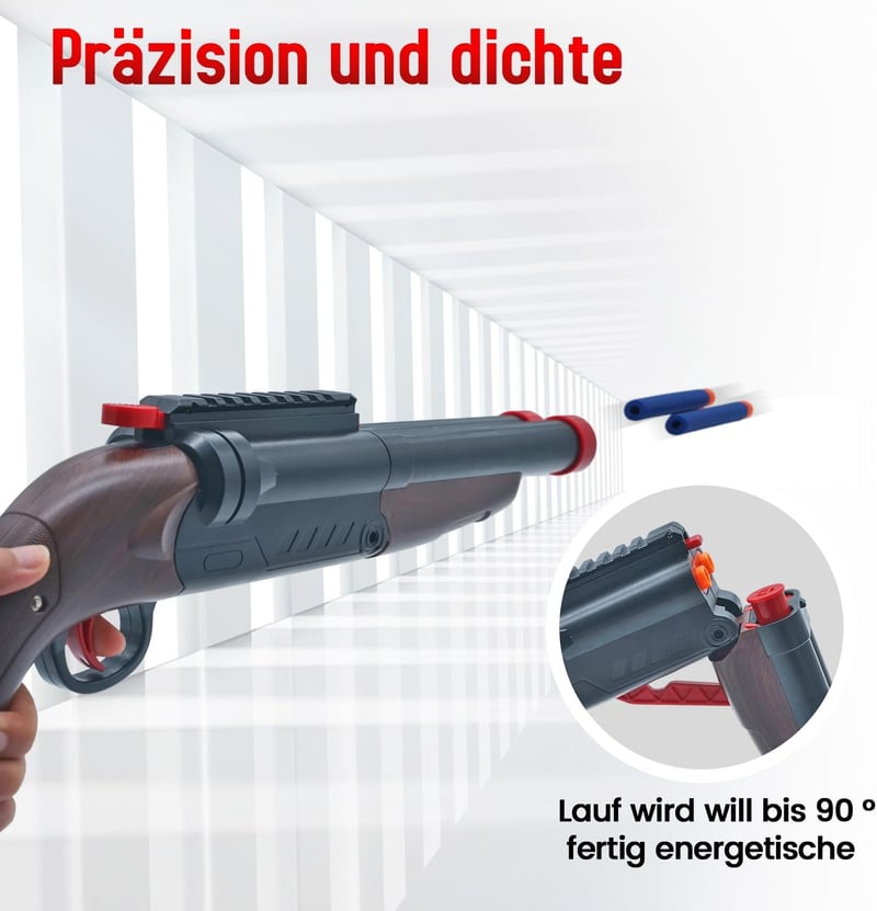 Zweifach-Blaster Spielzeugpistole mit Schaum-Darts für Kinder ab 8 Jahren.
