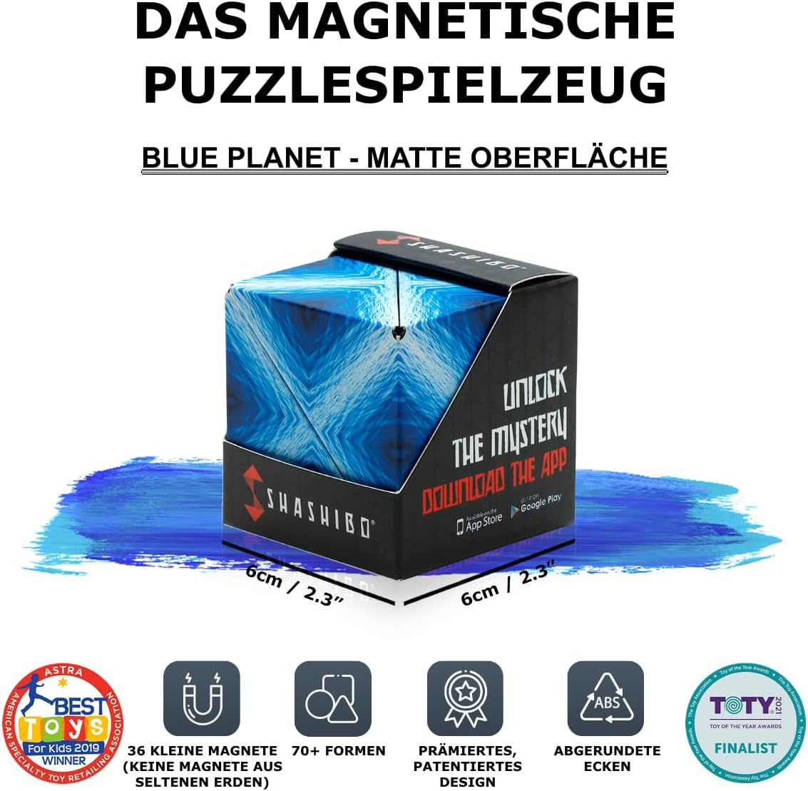 SHASHIBO Formwechsel-Box – Preisgekrönter Zappelwürfel in Blau