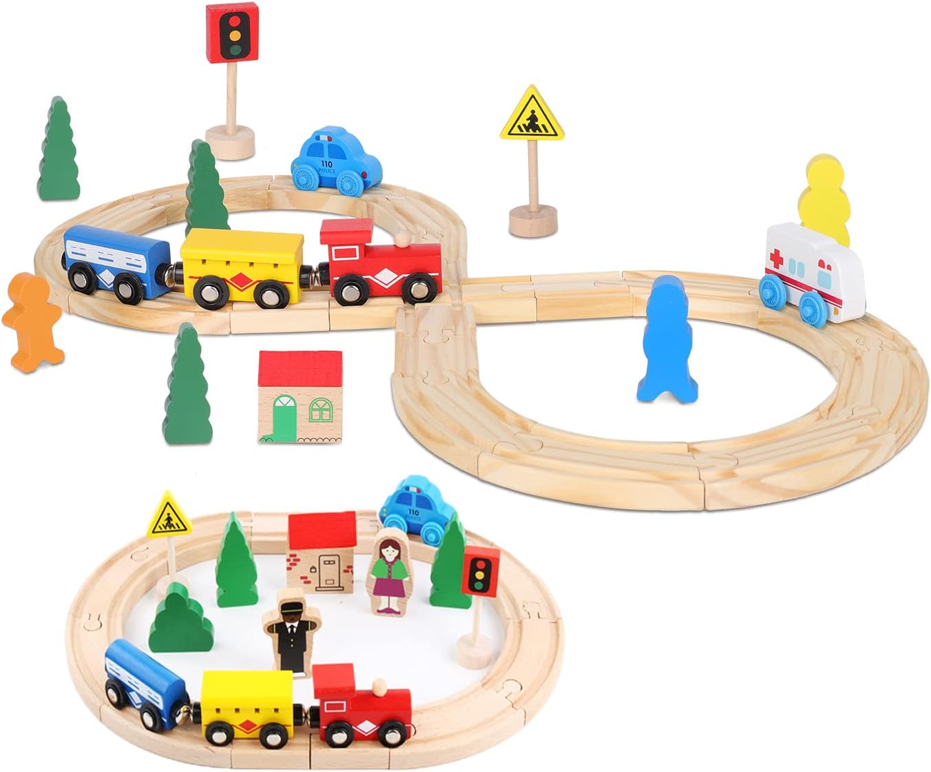 Magnetische Holzeisenbahn für Kleinkinder, 33 Teile, Geschenk für 3-6 Jahre