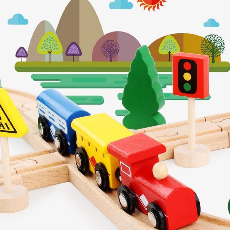 Magnetische Holzeisenbahn für Kleinkinder, 33 Teile, Geschenk für 3-6 Jahre