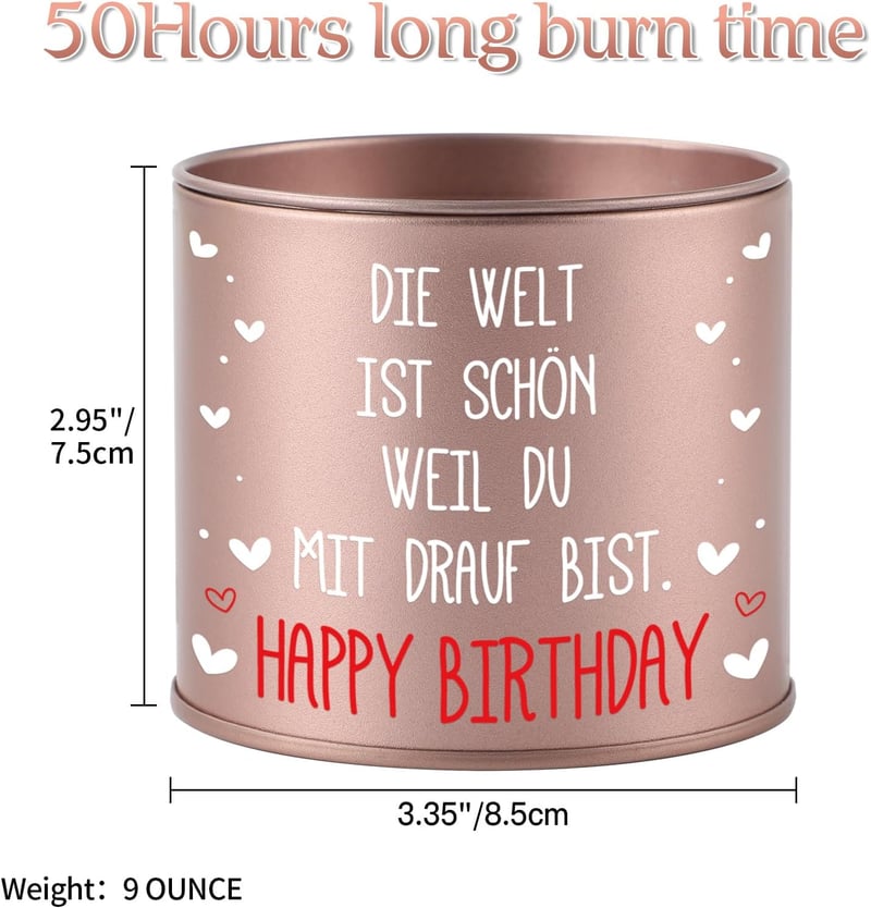 Metallkerze zum Geburtstag für Frauen, Mädchen und Mütter
