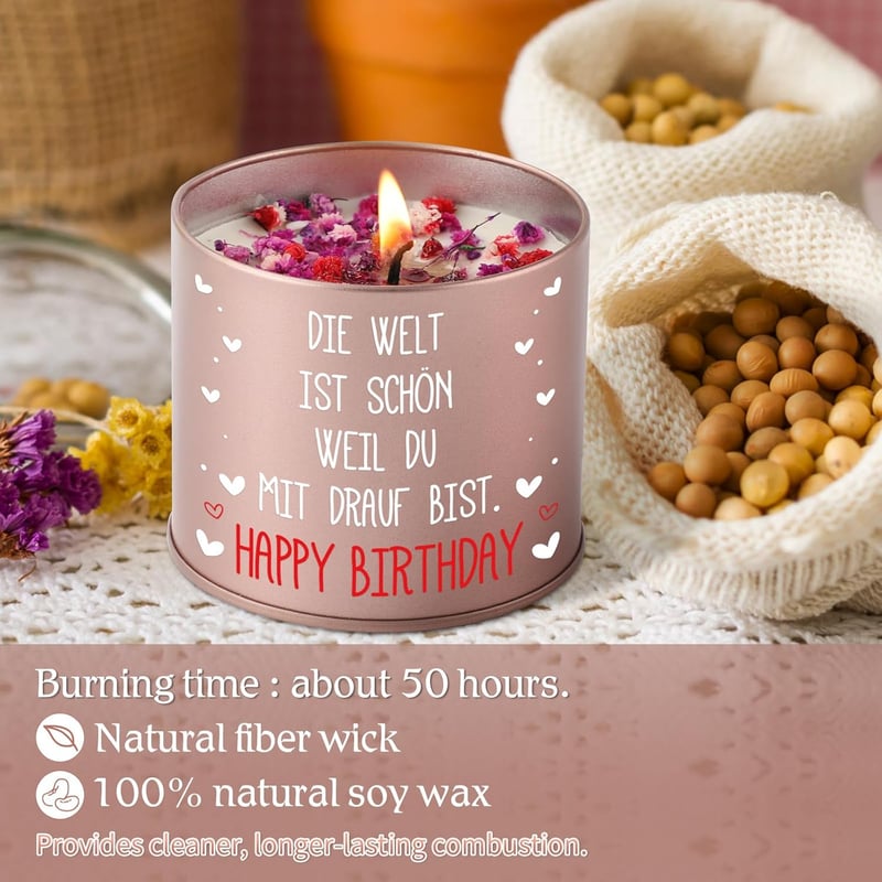Metallkerze zum Geburtstag für Frauen, Mädchen und Mütter