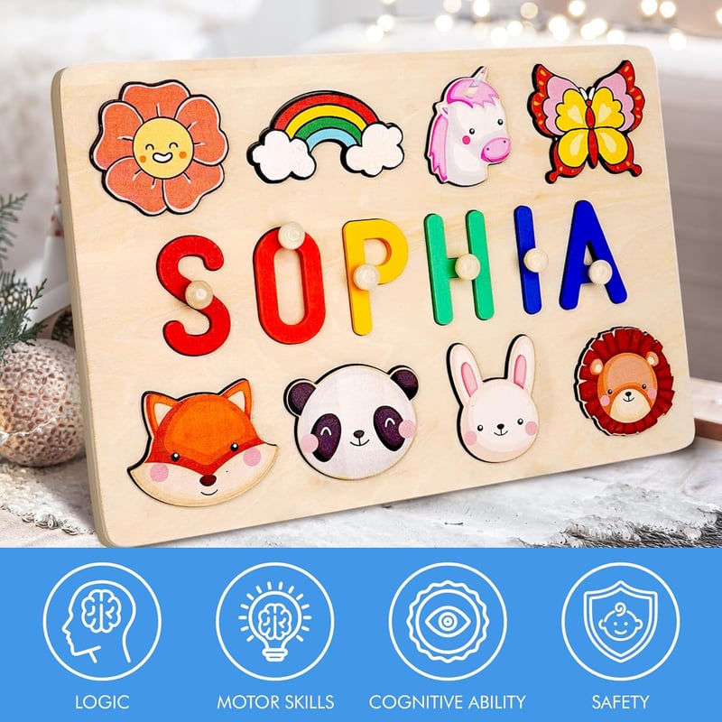 Personalisierbares Namenspuzzle aus Holz - Geschenk zum 1. Geburtstag