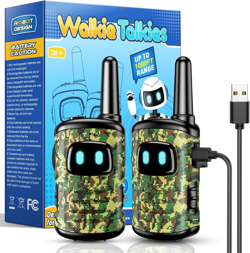 Walkie Talkies für Jungen, aufladbar, Geschenk für 3-10 Jahre