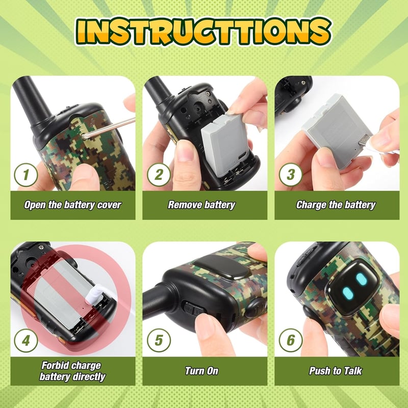 Walkie Talkies für Jungen, aufladbar, Geschenk für 3-10 Jahre