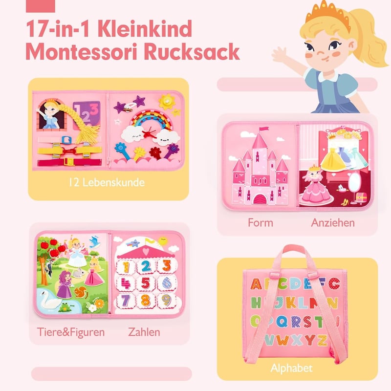 Montessori Aktivitätsbrett für Mädchen ab 3 Jahren - Lernspielzeug