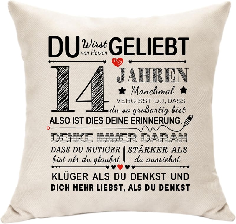Kissenbezug zur Dekoration zum 14. Geburtstag für Mädchen