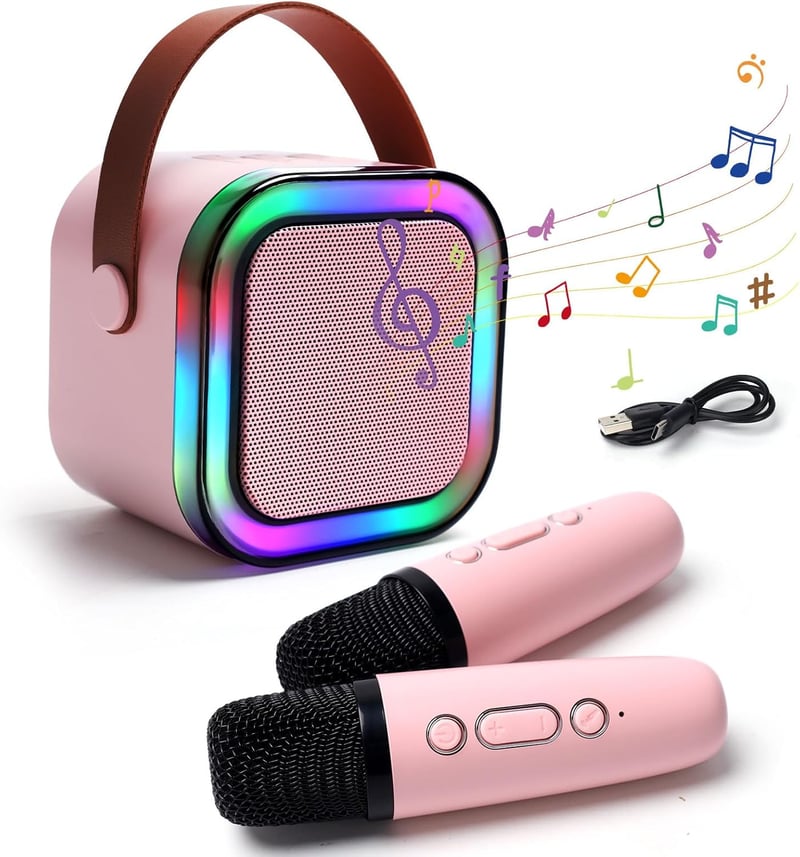 Karaoke Mikrofon für Kinder ab 6 Jahren – Bluetooth, 2 rosa Mikrofone