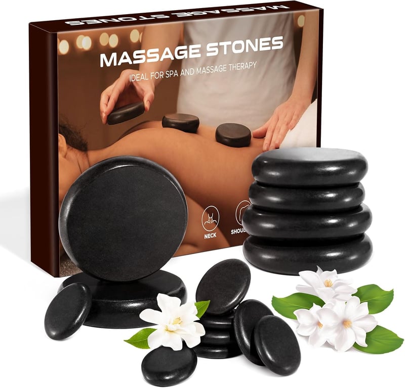 Basalt-Massagesteine-Set für Spa und Entspannung, 14 Stück