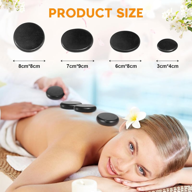 Basalt-Massagesteine-Set für Spa und Entspannung, 14 Stück