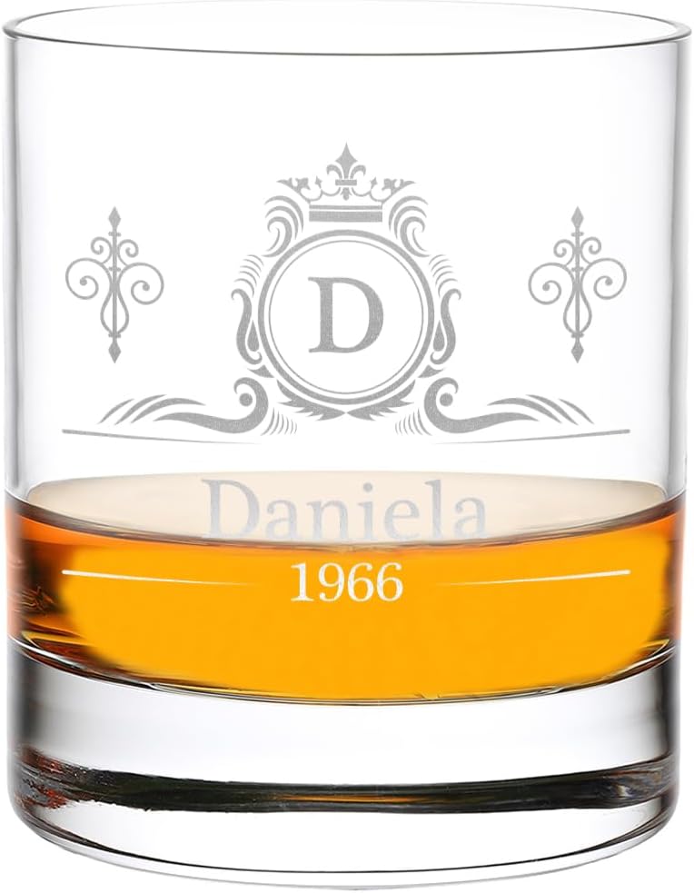 Personalisierbares Whiskyglas mit Krone - 315 ml, ideal für Männer zum Jubiläum