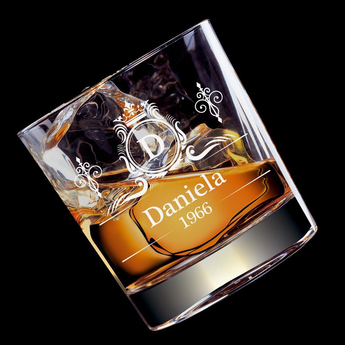 Personalisierbares Whiskyglas mit Krone - 315 ml, ideal für Männer zum Jubiläum