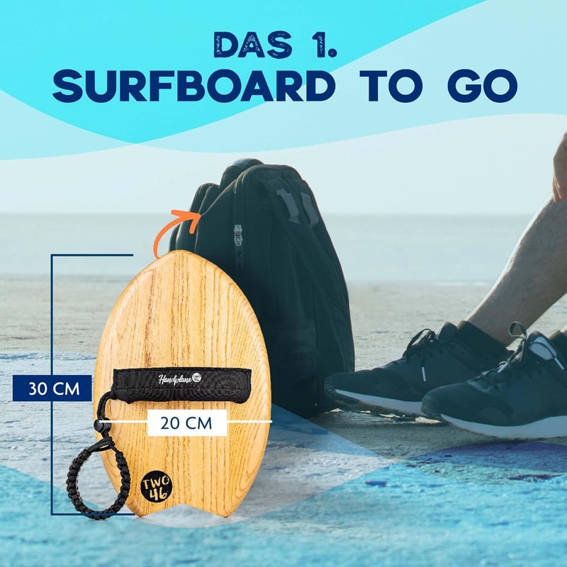Woodsandwaves Handboard - Bruchfestes Hartholz Surfbrett für Anfänger und Profis