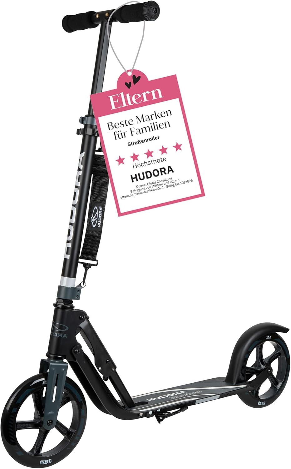 HUDORA BigWheel 205 Scooter - Höhenverstellbarer Aluminium-Roller für Kinder und Erwachsene bis 100kg