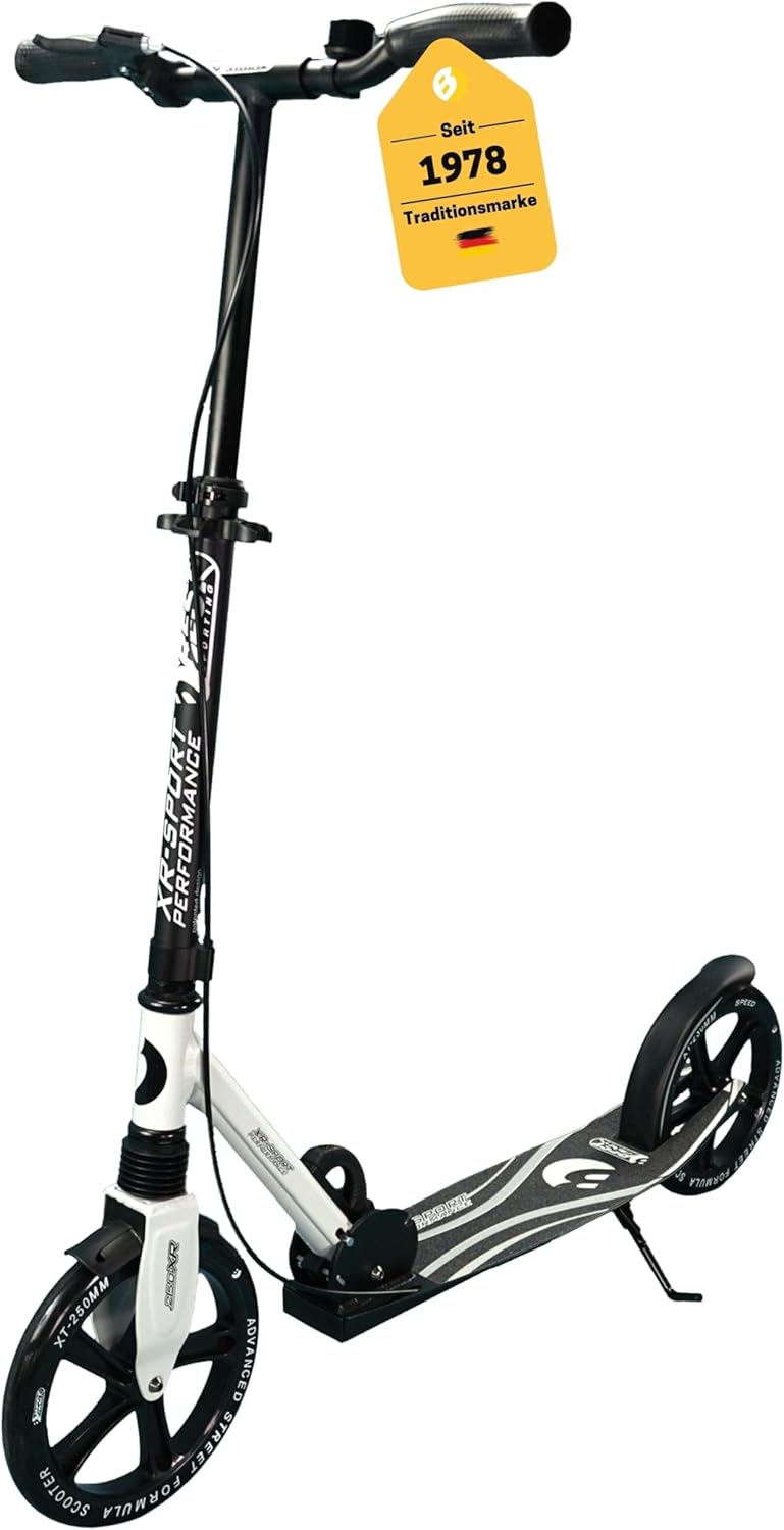Klappbarer City-Roller für Erwachsene und Kinder, weiß-schwarz, 230 mm