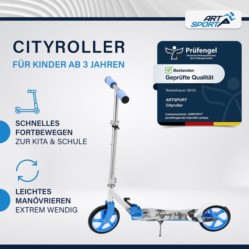 ArtSport Cityroller für Kinder ab 3 Jahren mit großen Rädern