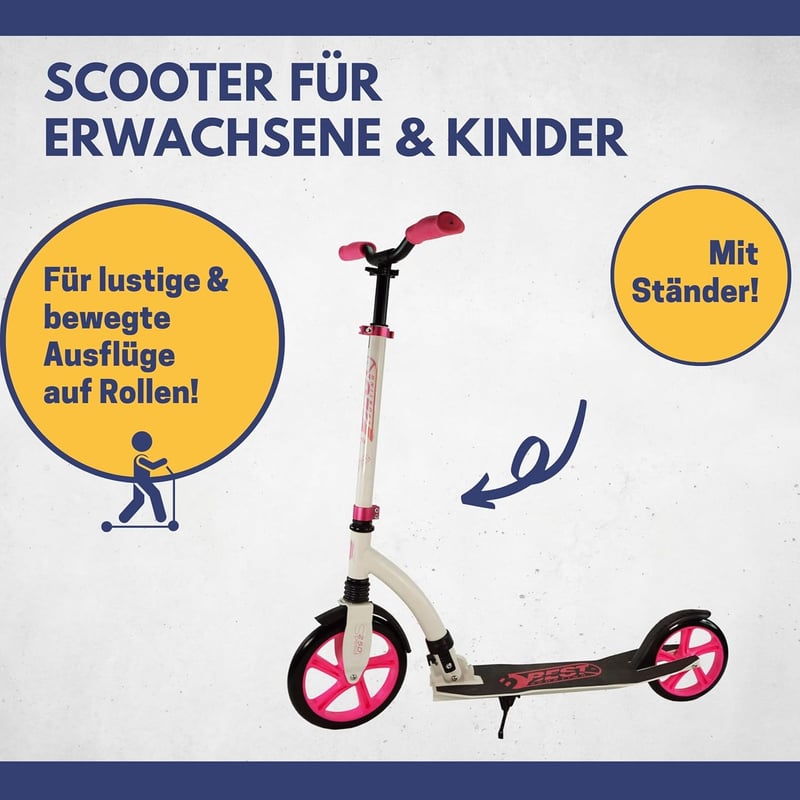 Klappbarer Alu-Scooter für Erwachsene und Kinder mit 250 mm Rollen