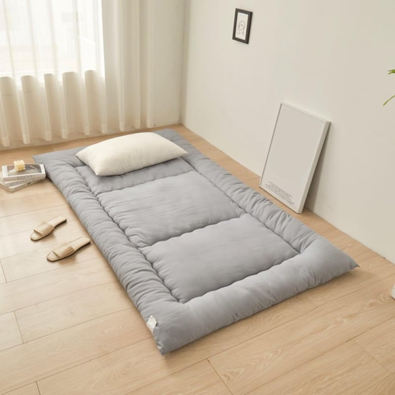 Tatami Futonmatratze 100x190 cm, faltbar und tragbar, grau