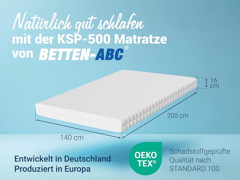 Matratze KSP-500 - 140x200 cm, 7-Zonen Kaltschaum, hypoallergen