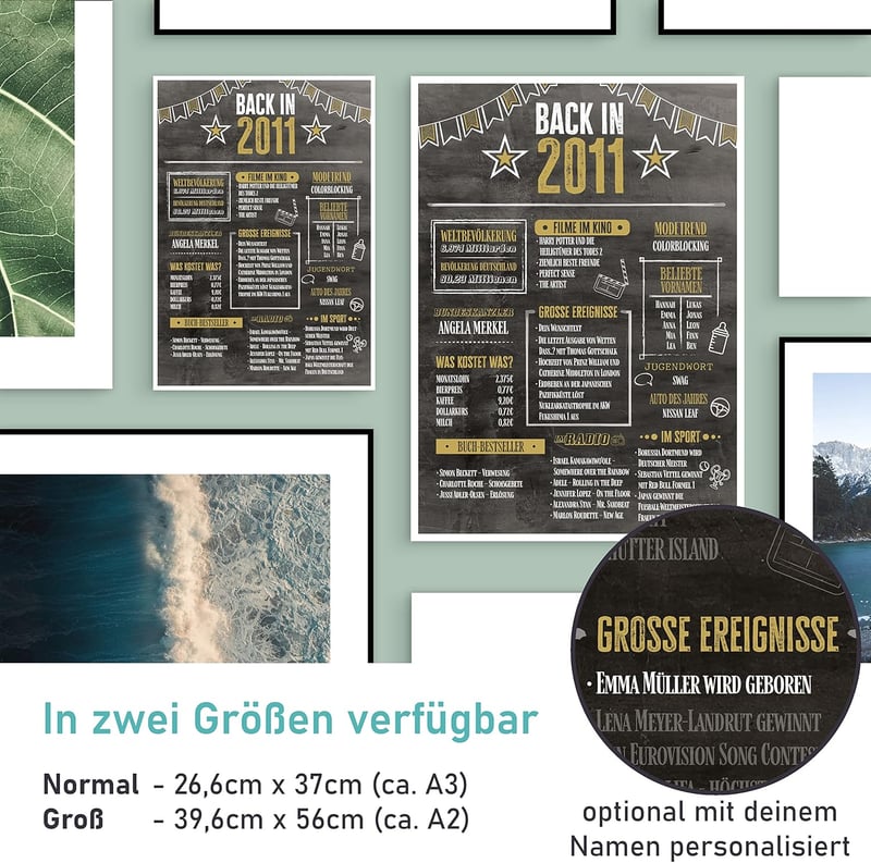 Personalisiertes Holzbild 14. Geburtstag für Jungen und Mädchen, beleuchtet